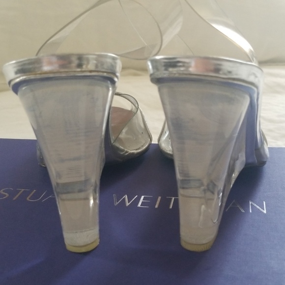 In box sz 8m stuart Weitzman lucite silver wedge - Picture 4 of 8